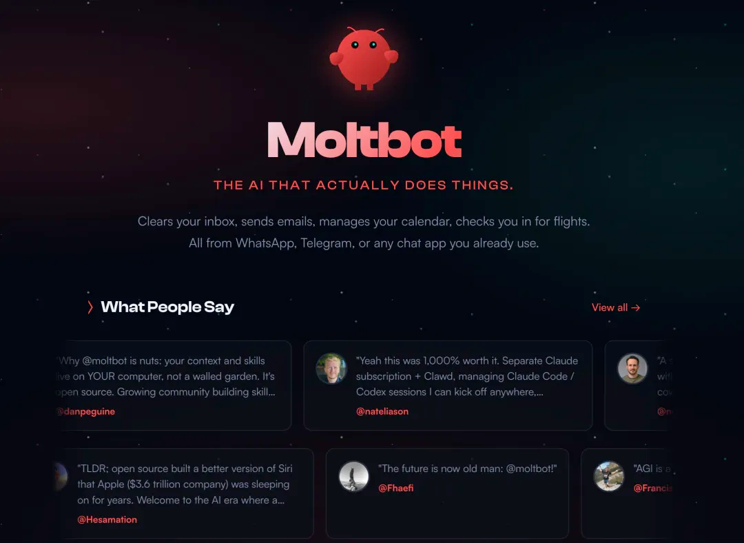 Moltbot官网截图